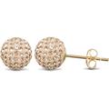 Jewelco London Ladies 9ct Yellow Gold Champagne Peach Round Crystal Disco Ball Stud Earrings, 8mm