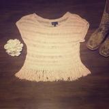 American Eagle Outfitters Sweaters | American Eagle Short Sleeve Sweater | Color: Cream | Size: L