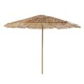 Parasol 2,5x2,5 en métal imitation bois avec franges coloris naturel