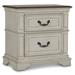 Lark Manor™ Adria 2-Drawer Wood Nightstand in Antique White Wood in Brown/Gray/White | 28 H x 27 W x 18 D in | Wayfair