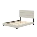 Latitude Run® Boyd Sleep Sicily Linen Tri Panel Platform Bed Frame w/ Headboard Upholstered/Linen in White/Black | 46 H x 56 W x 78.75 D in | Wayfair