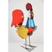 Ebern Designs Glensperth Large Recycled Metal Rooster Statue Metal in Blue/Red/Yellow | 23 H x 16 W x 9 D in | Wayfair