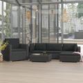 vidaXL 6 Piece Garden Lounge Set with Cushions Poly Rattan Black