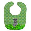 Caroline's Treasures Shamrocks Baby Bib, Miniature Schanuzer Black Silver, Large