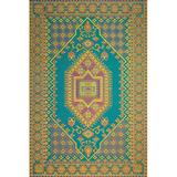 Blue/Indigo 72 x 0.25 in Area Rug - Mad Mats Oriental Turkish Aqua Indoor/Outdoor Area Rug - Reversible, UV Resistant Polypropylene | Wayfair