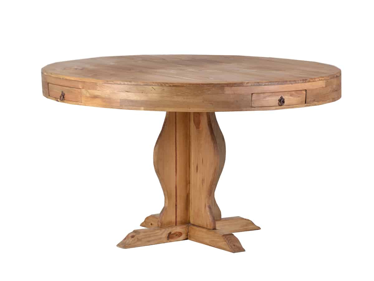 MiaMöbel Mexico Esstisch 140cm - rund Massivholz Pinie Landhaus Mexiko Möbel Mexikanisch