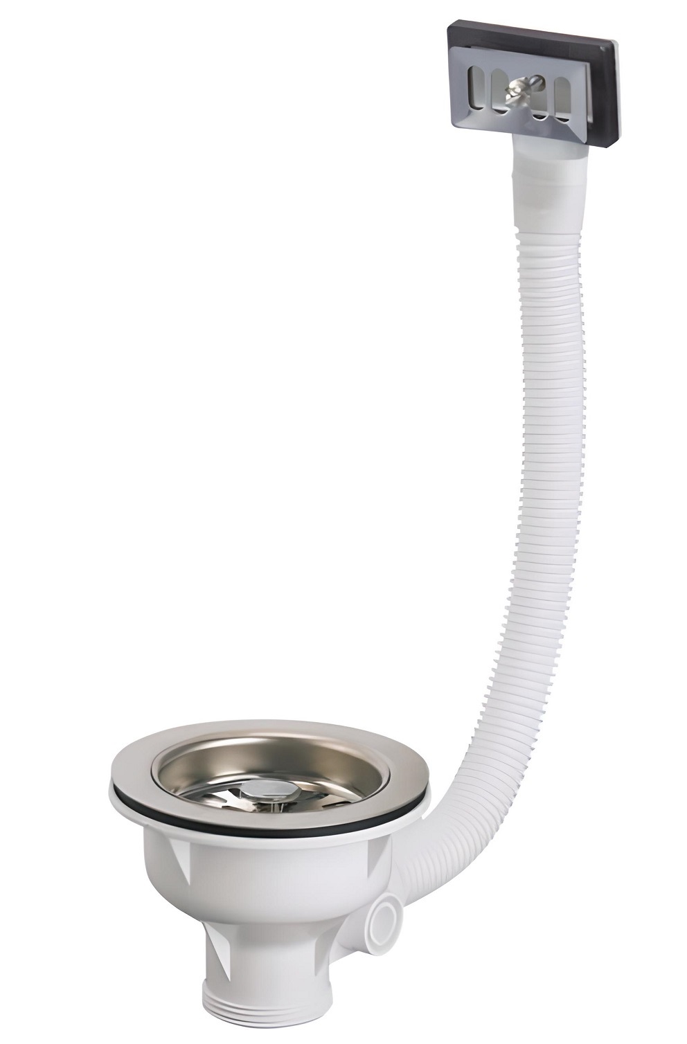 Bonde à panier avec grille inox pour évier épais D90 avec trop plein VALENTIN 00 408500 000 00