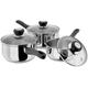 Judge Vista JJA1A Stainless Steel Set of Pans, 3-Piece Set, 16cm, 18cm & 20cm Saucepans, Classic Curved Shape, Vented Glass Lids, Induction Ready, Oven Safe, 25 Year Guarantee