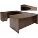 Modern Walnut Conference U-Shaped Workstation w/Curved Bridge