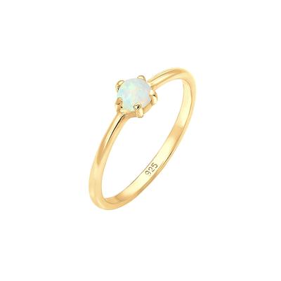 Elli - Basic Trend Bandring Synthetischer Opal 925 Silber Ringe 1 ct Damen (49.99 € / 1 ct)