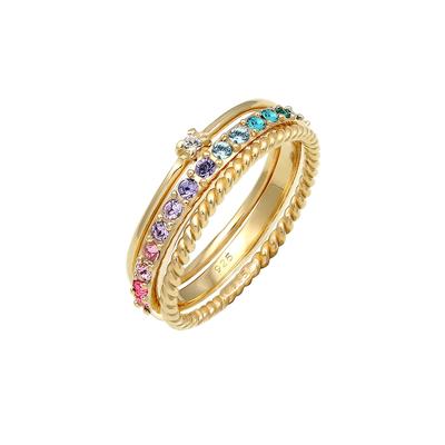 Elli - Set Multi-Color Pastell Kristalle 925 Silber Ringe 1 ct Damen (69.89 € / 1 ct)
