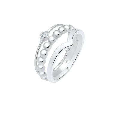 Elli 3er Ringset Solitär Kristall 925 Silber 54 Damen