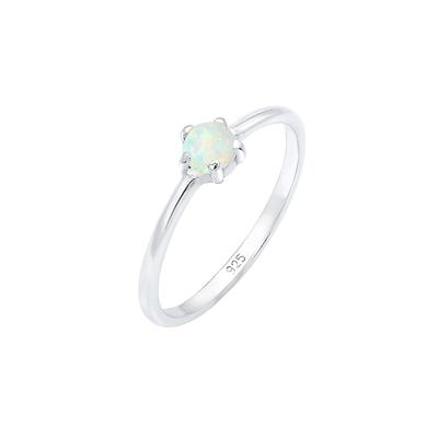 Elli Basic Trend Bandring Synthetischer Opal 925 Silber 56 Damen