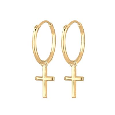 Elli Creolen Hänger Kreuz Glaube Religion 925 Silber goldfarben Damen Image
