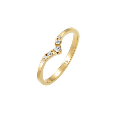 Elli DIAMONDS Verlobungsring V-Form Diamant 0.07 ct 585 Gelbgold 54 Damen