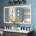 Henthorn Modern Farmhouse Bathroom/Vanity Mirror, Wood in Brown/White Laurel Foundry Modern Farmhouse® | 30.5 H x 63.5 W x 0.75 D in | Wayfair