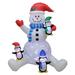 The Holiday Aisle® Tall Swirling Lights Snowman w/ Three Cute Penguins Blowup Party Inflatable Polyester in White | 72 H x 59 W x 43 D in | Wayfair
