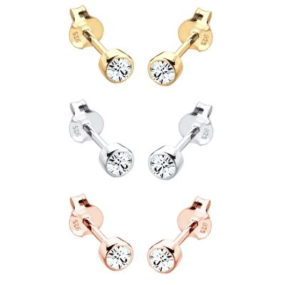 Elli - 3er Set Tri-Color Kristalle 925 Silber Ohrringe Damen