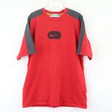 Nike Shirts | 90s Nike Mens Medium Swoosh Circle Logo T Shirt | Color: Gray/Red | Size: M