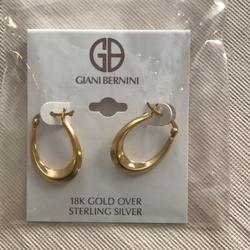 Giani Bernini Jewelry | 18kgold Over Sterling Silver Tapered Hoop Earrings | Color: Gold | Size: 1”