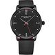 STUHRLING Original Mens Watch Stitched Leather Strap - Dress + Casual Design - Analog Watch Dial, 3997B Watches for Men Collection (Black/Red)