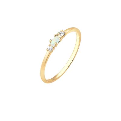 Elli Vintage Zirkonia Marquise Opal 925 Sterling Silber vergoldet 58 Damen Image