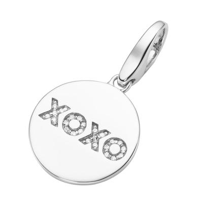 Giorgio Martello Milano - Charm runde Platte mit Schriftzug „XOXO“, Silber 925 Charms & Kettenanhänger 1 ct Weiss Damen