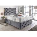 Sleep Factory's Grey Suede Chesterfield 2 Drawer Divan Bed Set, Mattress & Headboard (3.0FT (Single))