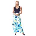 Roman Originals Women Abstract Print Satin Maxi Dress - Ladies Occasionwear Spring Summer Holiday Beach Garden Party Sleeveless Floor Length Maxi Dress - Navy - Size 18