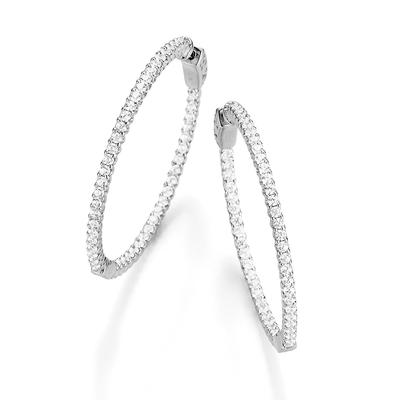 Giorgio Martello Milano Creolen mit funkelnden Zirkonia Steinen, Silber 925 ca. Ø 5cm Weiss Damen Image