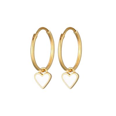 Elli Creolen Hänger Herzen Emaille Weiß 925 Silber goldfarben Damen