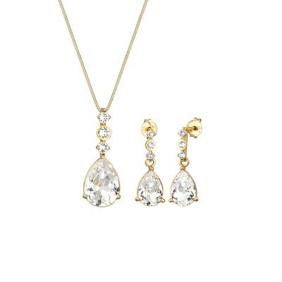 Elli PREMIUM Tropfen Edel Kristalle 925 Sterling Silber golfarben Damen