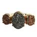 Dazzling Trio,'3 Stone Brazilian Drusy Agate Ring Bathed in 18k Gold'