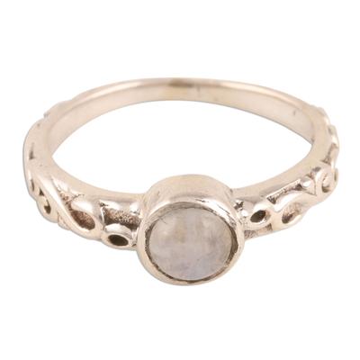 Misty Globe,'Rainbow Moonstone Solitaire Ring Crafted in India'
