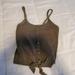 American Eagle Outfitters Tops | Army Green Crop Front Tie Tank Top | Color: Green/Tan | Size: Xs