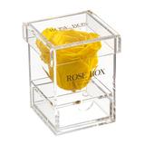 Rose Box NYC Single Rose Floral Arrangement in Jewelry Box in Yellow | 4.3 H x 3.5 W x 3.5 D in | Wayfair single-acrylic-12