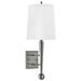 Medallion Lighting Metro Collection 1 - Light Brushed Steel Armed Sconce Metal/Fabric in White | 24 H x 9 W x 9 D in | Wayfair PMS8751DWH-SGL