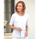 Appleseeds Women's Prima™ Cotton Ultimate Elbow-Sleeve Tee - White - 1X - Womens