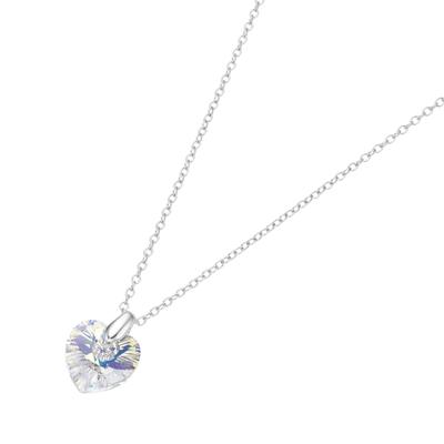 Smart Jewel Kette mit Kristall Stein in Herzform, Silber 925 43 cm Grün Damen
