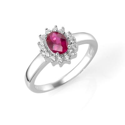 Smart Jewel Ring zauberhaft, farbiger Stein und weiße Zirkonia, Silber 925 54 Rot Damen Image