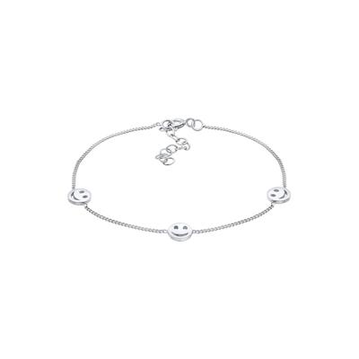 Elli - mit Smiling Face Plättchen Basic Blogger Trend 925 Silber Armbänder & Armreife Damen