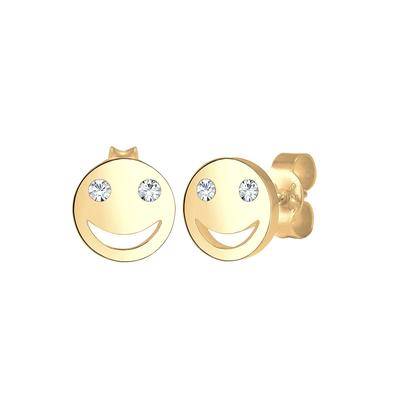 Elli mit Happy Smiling Face Kristalle 925 Silber goldfarben Damen Image