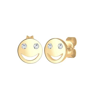 Elli - mit Happy Smiling Face Kristalle 925 Silber Ohrringe Damen