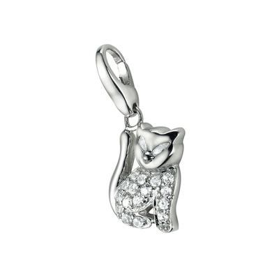 Giorgio Martello Milano - Charm Katze mit Zirkonia, Silber 925 Charms & Kettenanhänger 1 ct Silber Damen