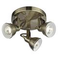 Searchlight 1543AB Focus Antique Brass Vintage Adjustable Round Plate 3 Lamp Spot Light | 3 x GU10 Bulbs Required (Not Included) | Car Air Freshener Promo