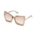 Tom Ford FT0766 Shiny Beige 57G FT0766 Butterfly Sunglasses Lens Category 2 Size 63mm