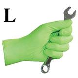 AMZ Clips And Fasteners Large Panther Grip Chemical Resistant Hi-Vis Green Nitrile Disposable Gloves