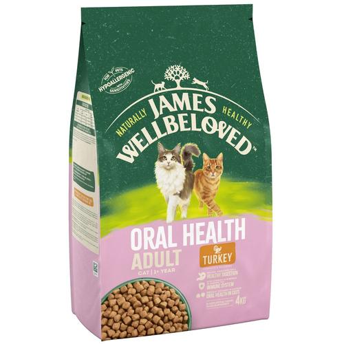 2x 4kg James Wellbeloved Adult Cat Oral Health Hypoallergenic Truthahn & Reis Katzenfutter trocken