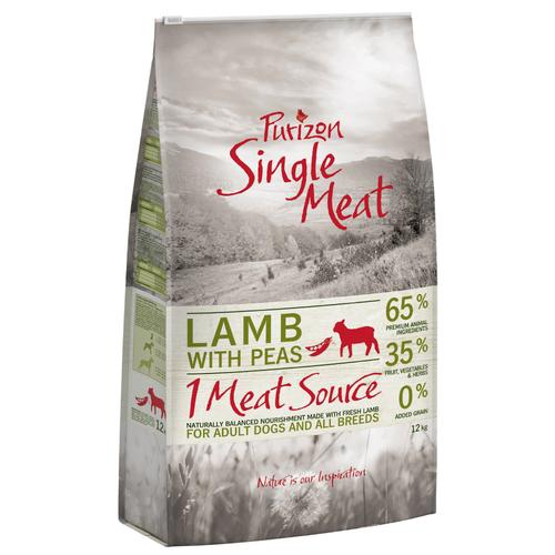 2x12kg Lamm mit Erbsen und Hopfenblumen Purizon Single Meat Hundefutter trocken getreidefrei