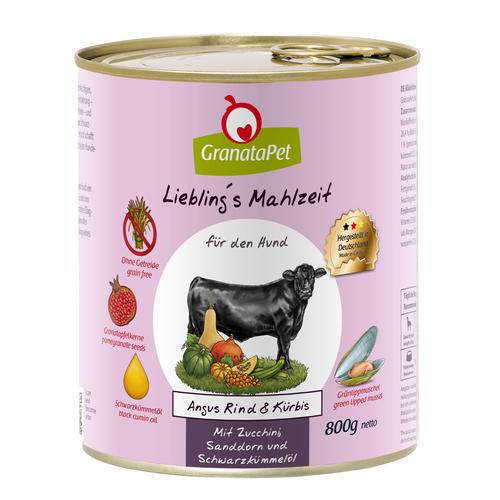 12x800g Angus Rind&Kürbis Liebling's Mahlzeit GranataPet Hundefutter